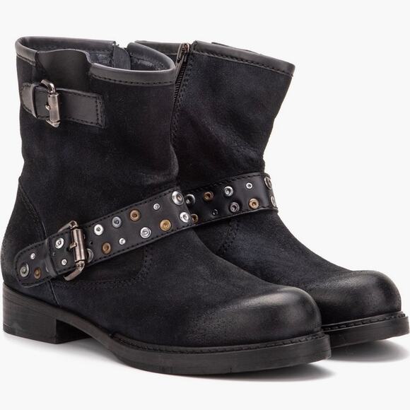 NIB Vintage Foundry Miriam 8 38.5 Black Suede Leather Moto Boots Booties - Picture 13 of 13